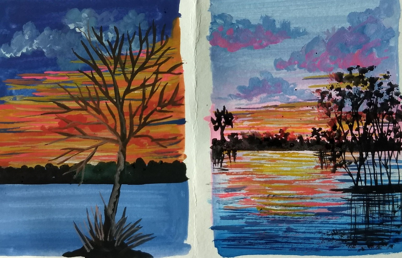 Magical landscape Gouache painting with Mohini - image 2 - student project