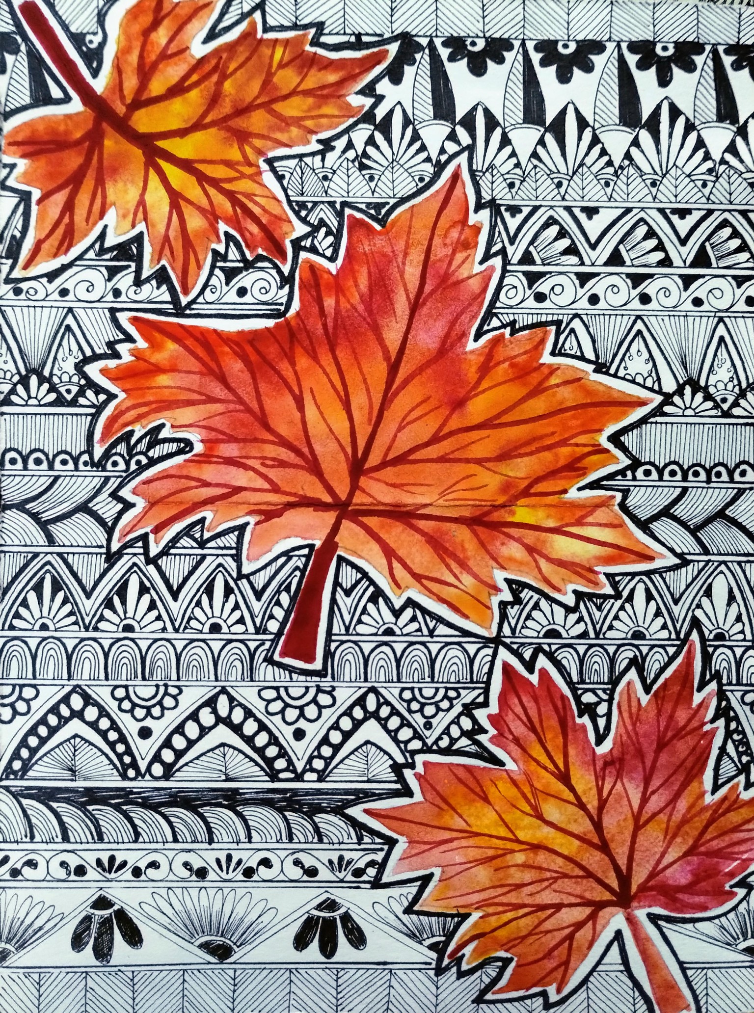 Creative doodling with autumn leaves with Mayuri - image 1 - student project