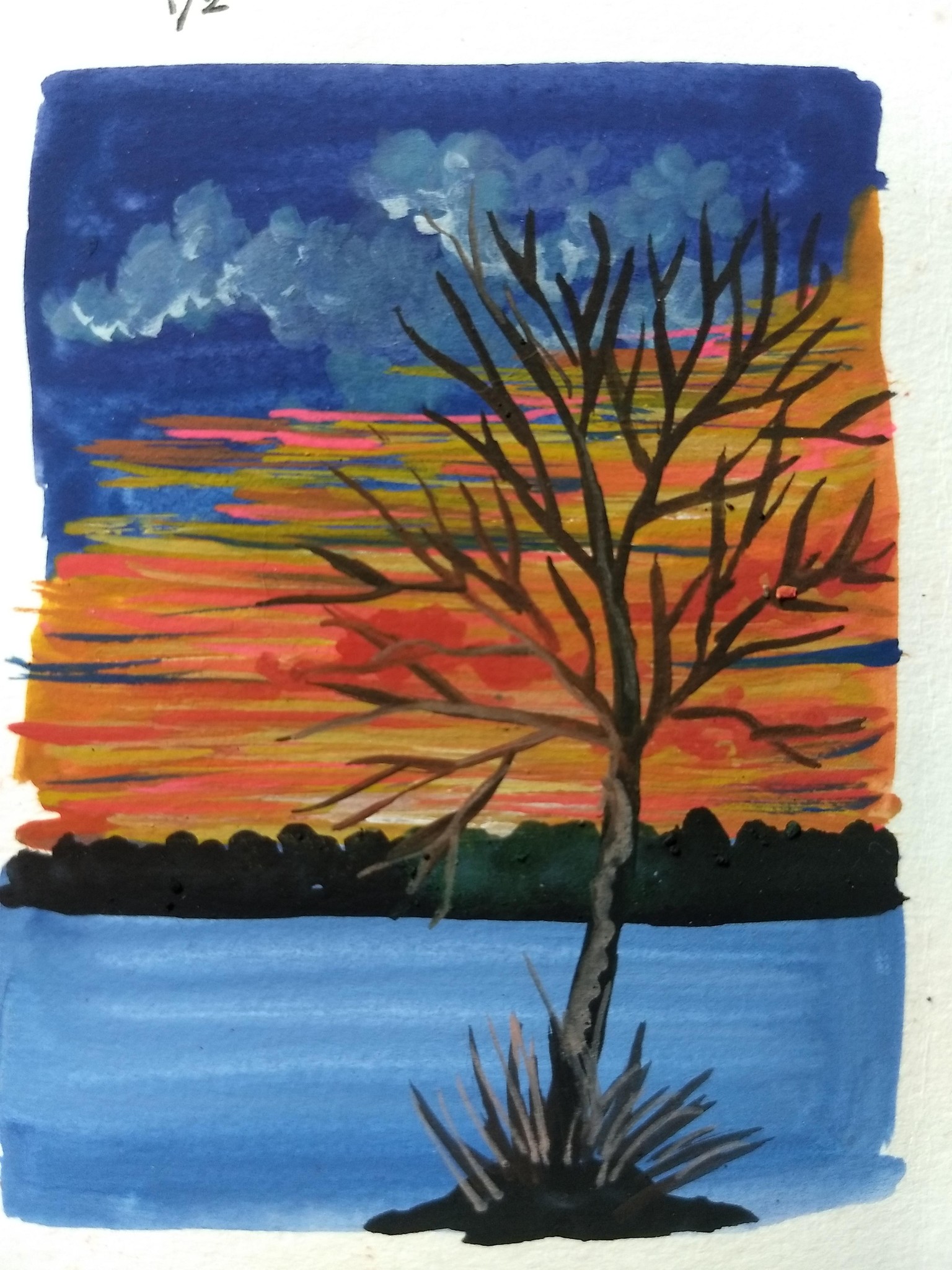 Magical landscape Gouache painting with Mohini - image 3 - student project