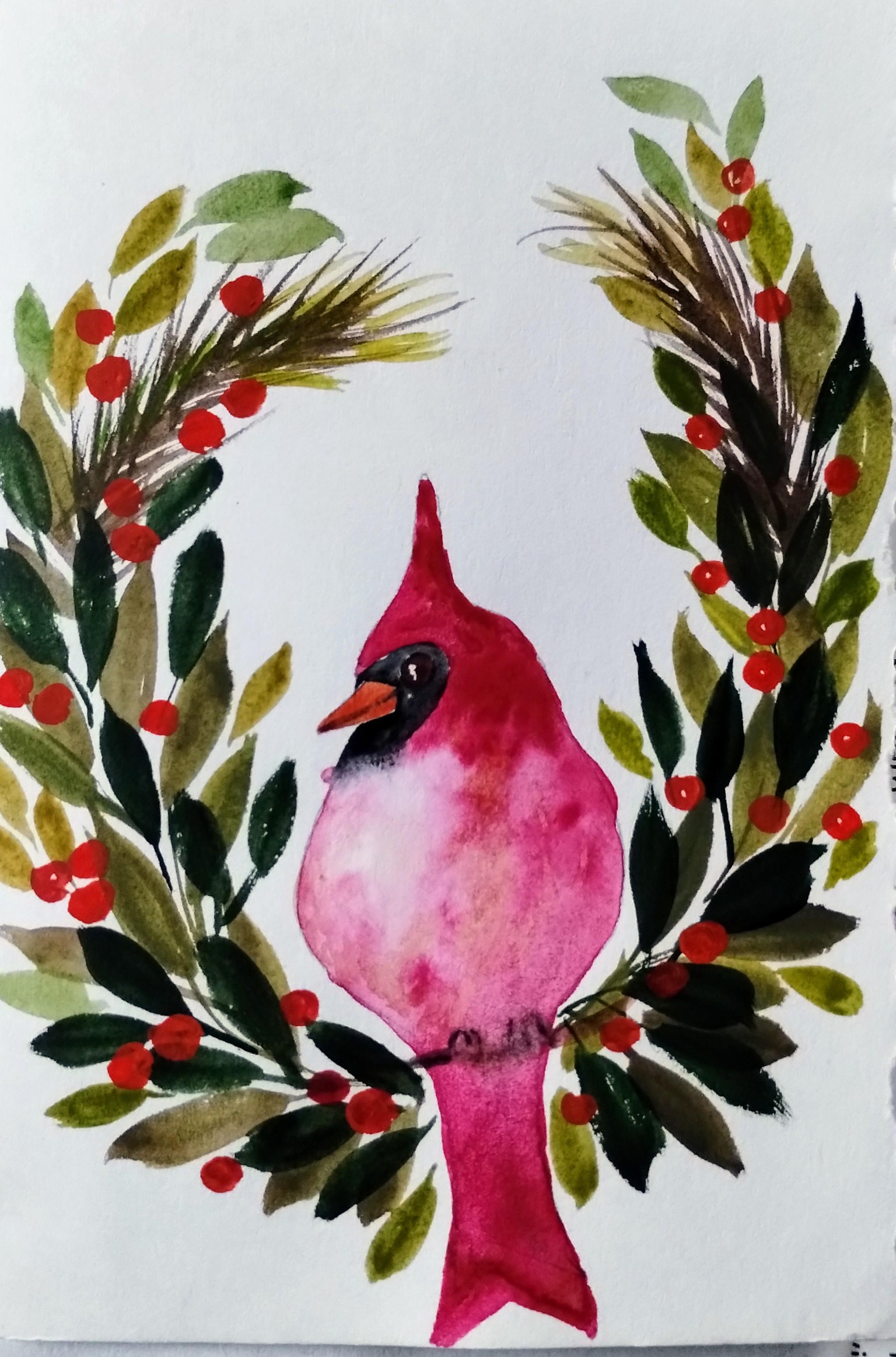 Wintery Watercolor wreath with Audrey - image 1 - student project