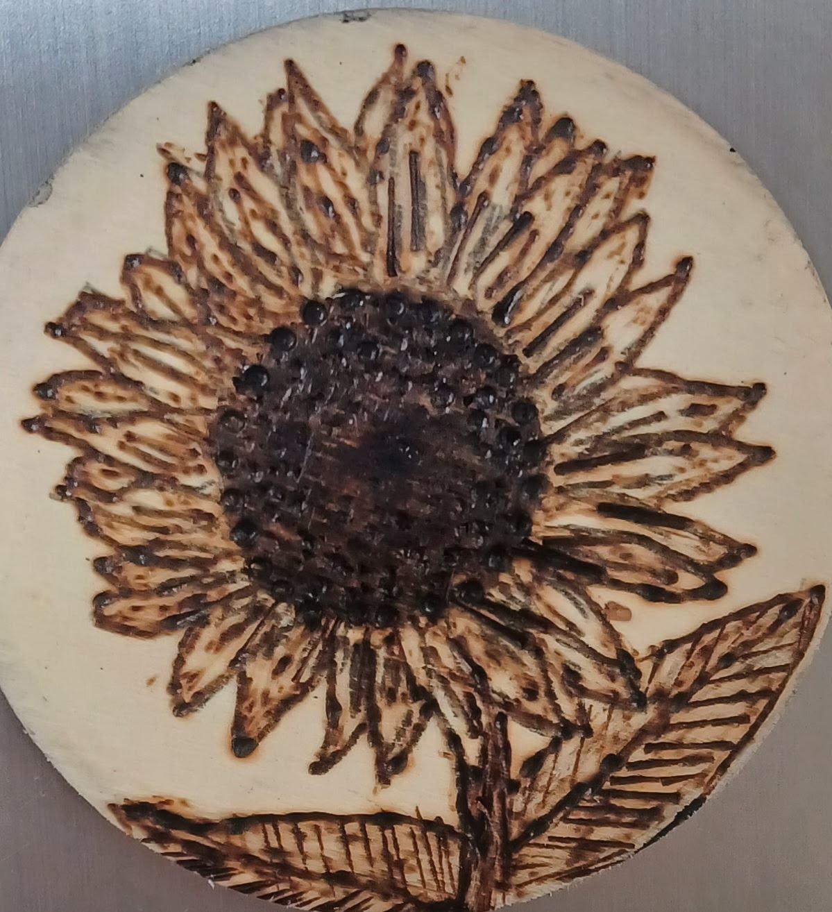 pyrography sunflower - image 1 - student project