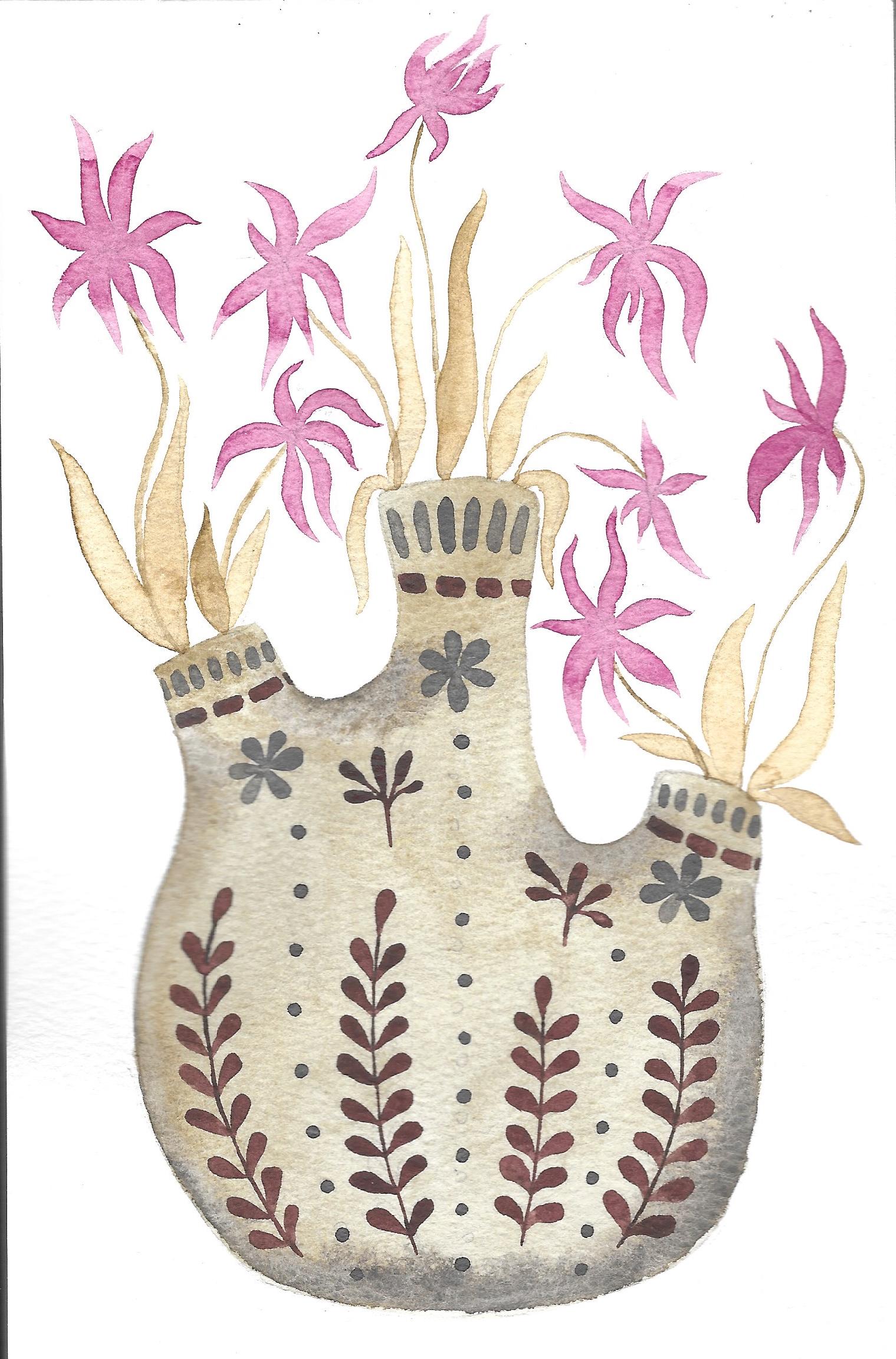 Folk art vases with flowers - image 2 - student project