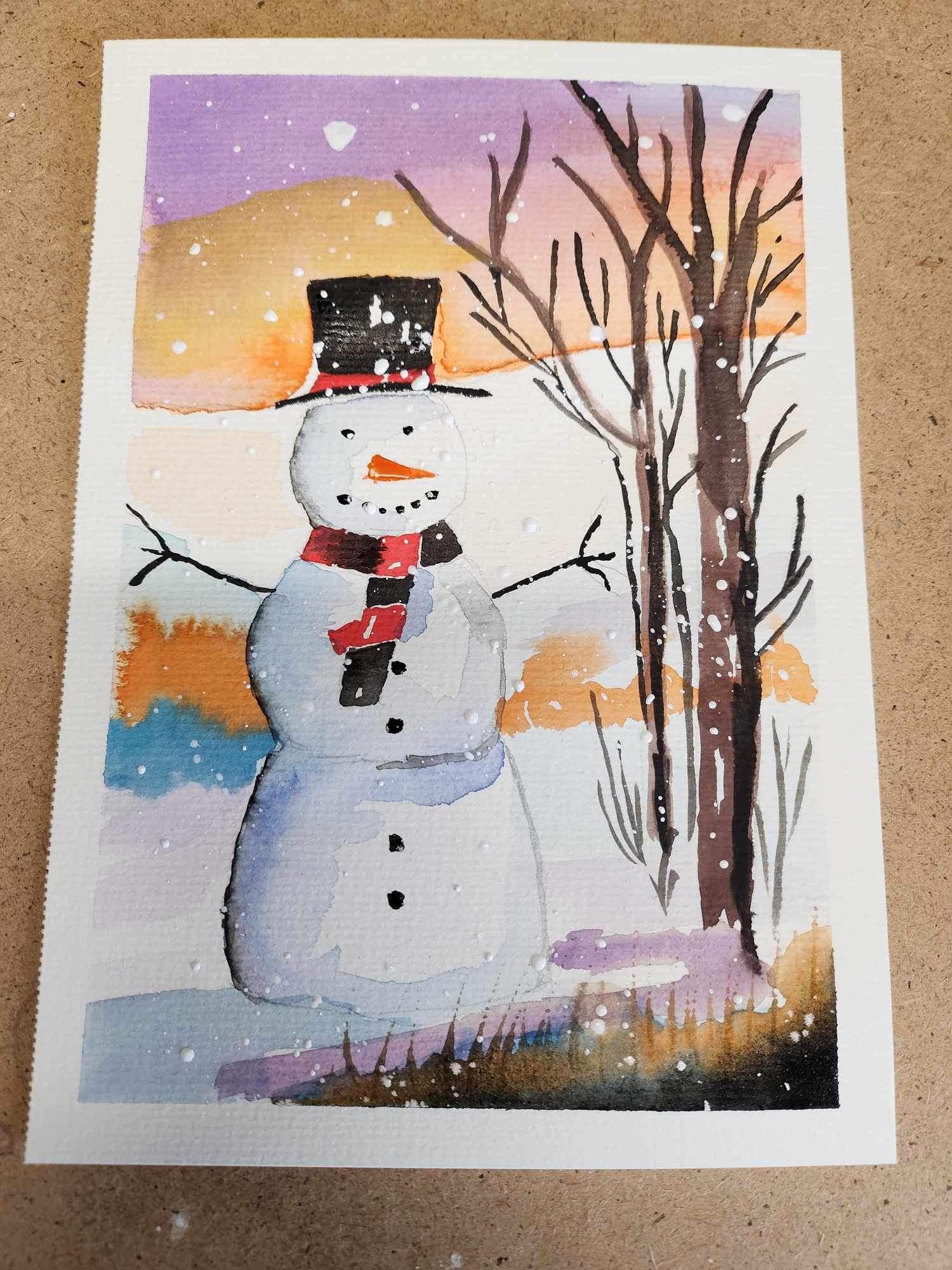Winter snowman landscape - image 1 - student project