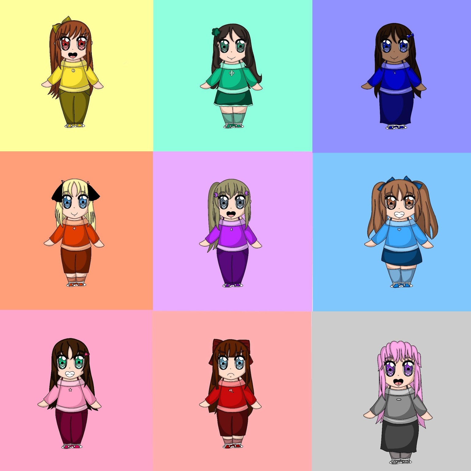 Hajinosora as chibis in full body - image 10 - student project