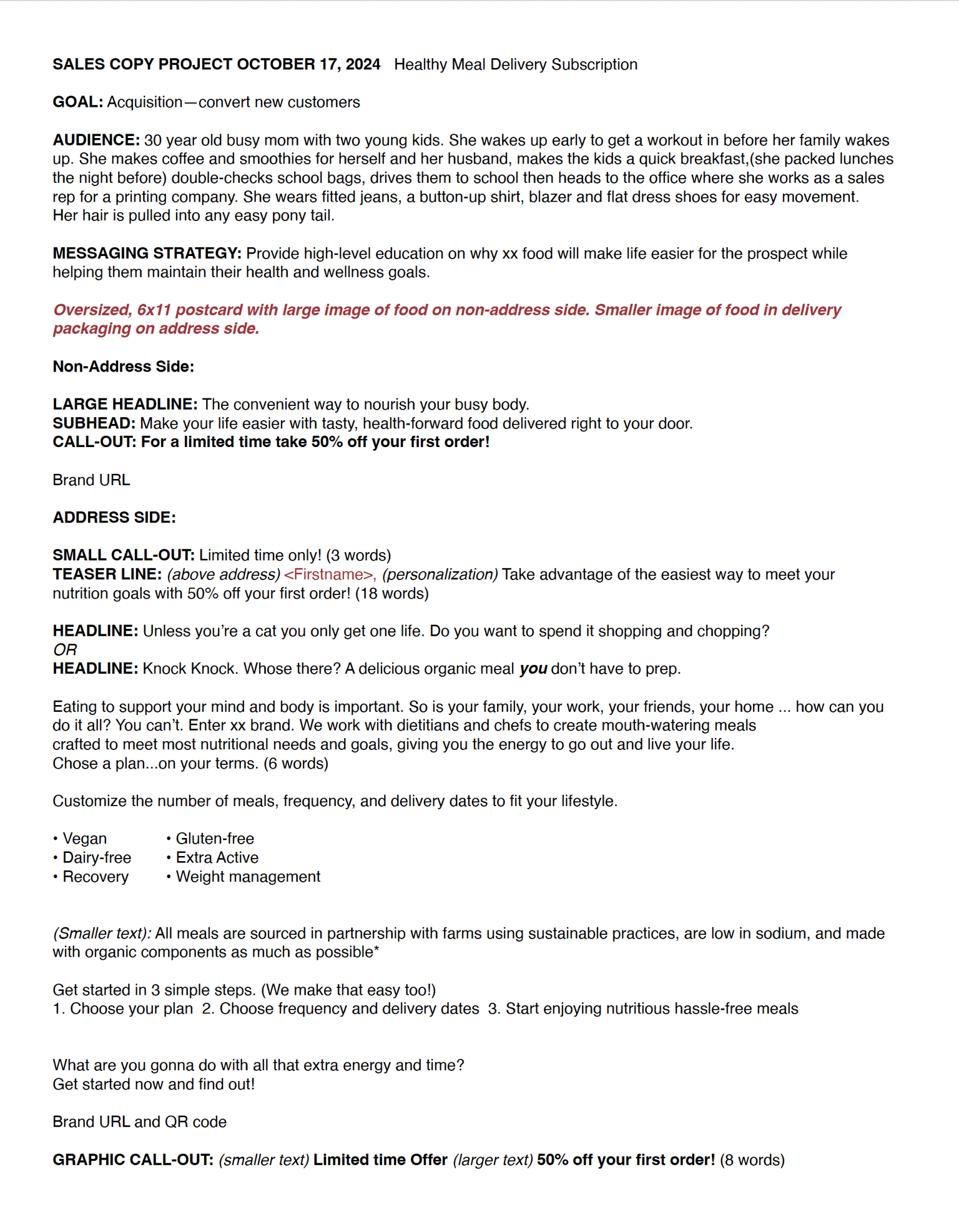 TariJ Direct Mail Copy Project - image 1 - student project