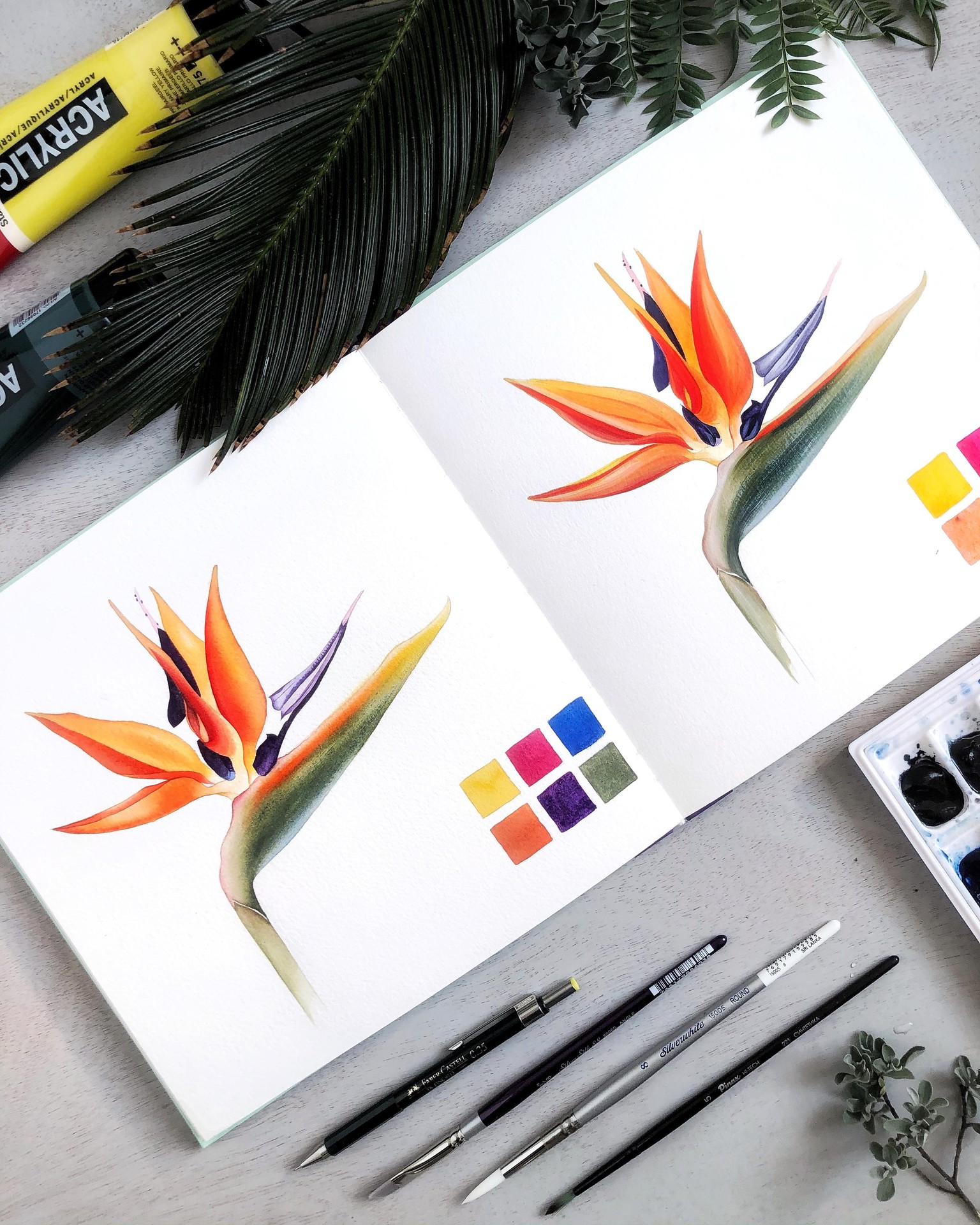 Watercolor vs Acrylic: A Bird of Paradise - image 1 - student project