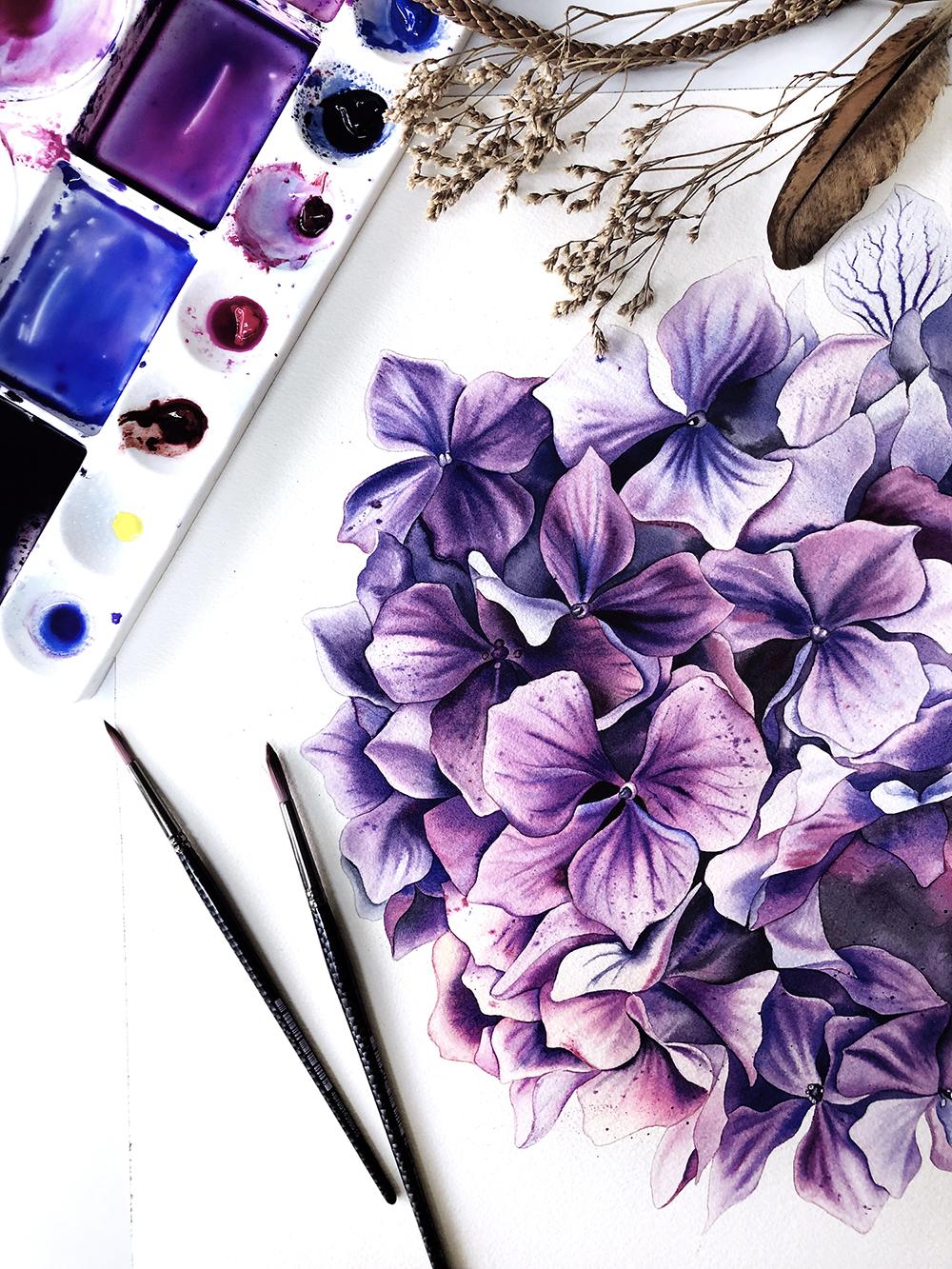 Watercolor Hydrangea - image 4 - student project