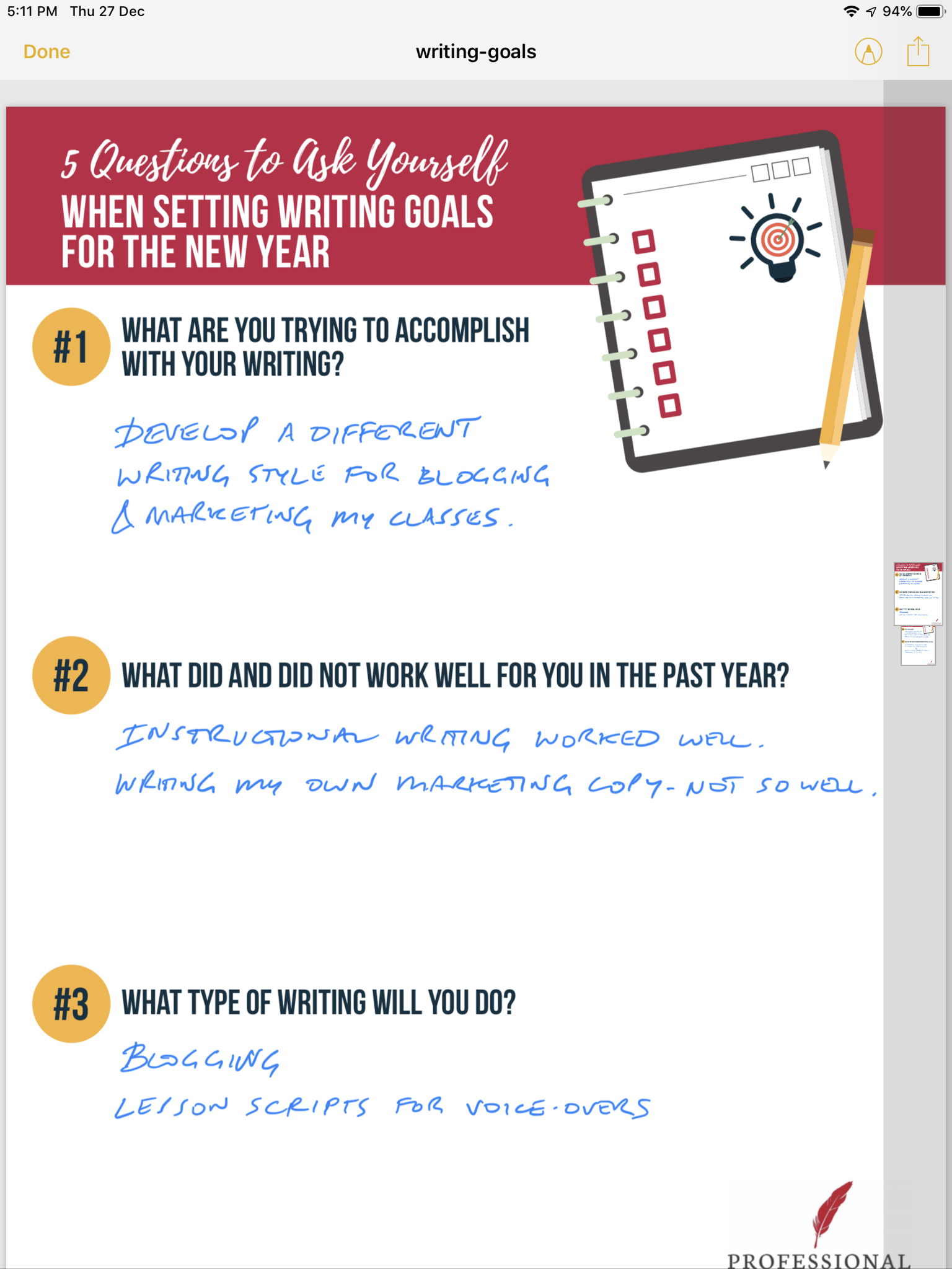 Initial Goal Setting - image 1 - student project