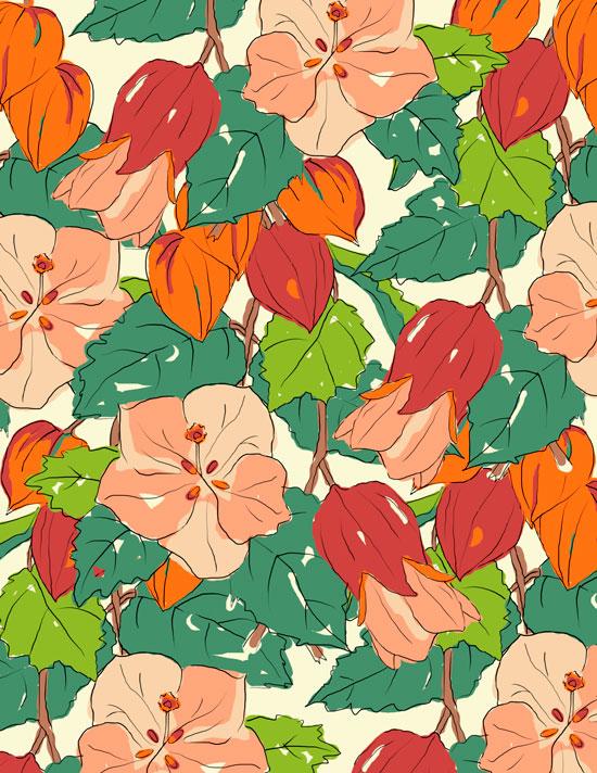 Red Lantern Flower Design from Color to B&W & Back to Selected Color Spots - image 1 - student project