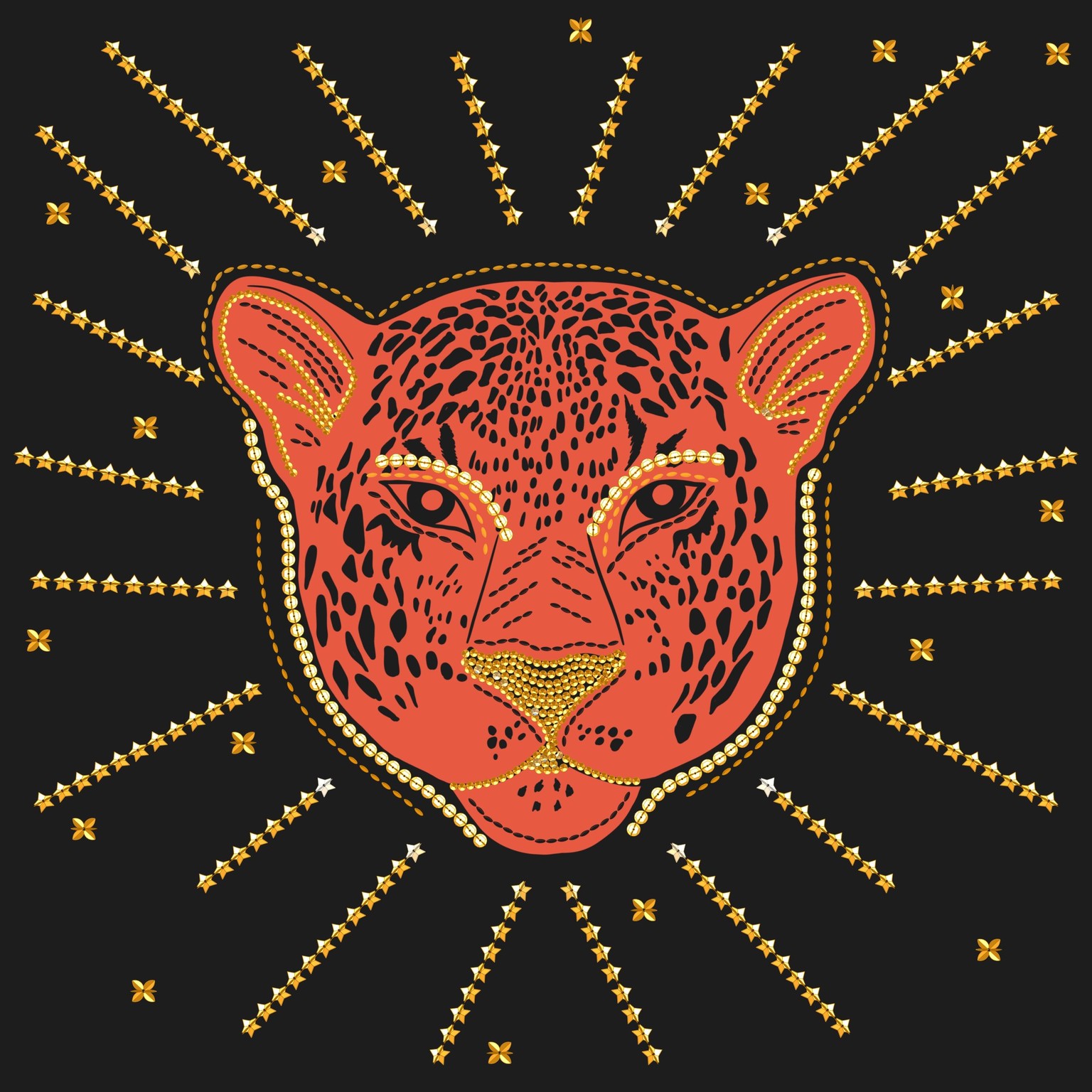 Leopard Face Art Print With Sequin Detail - image 1 - student project