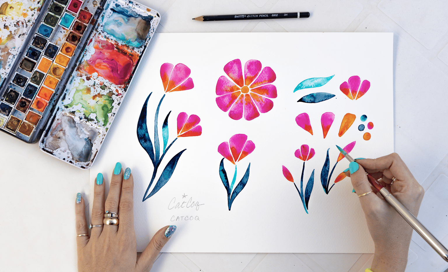 Watercolor Florals - Seamless Pattern in Photoshop - image 3 - student project