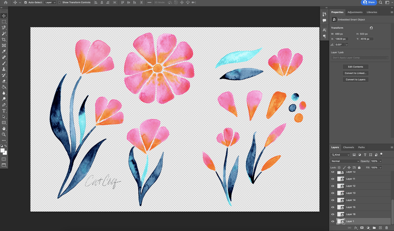 Watercolor Florals - Seamless Pattern in Photoshop - image 4 - student project