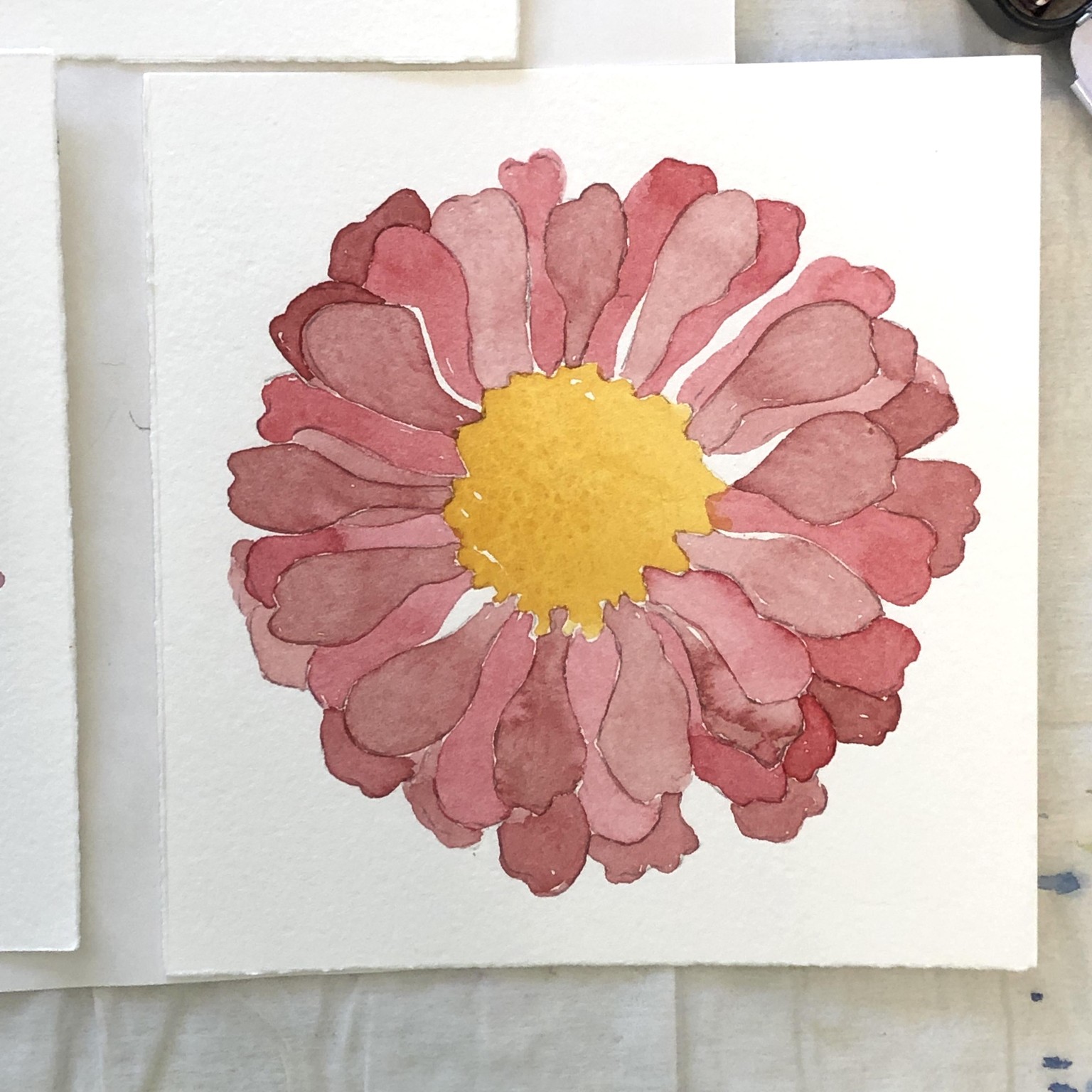 Zinnia - watercolor, watercolor pencil, and gouache - image 1 - student project