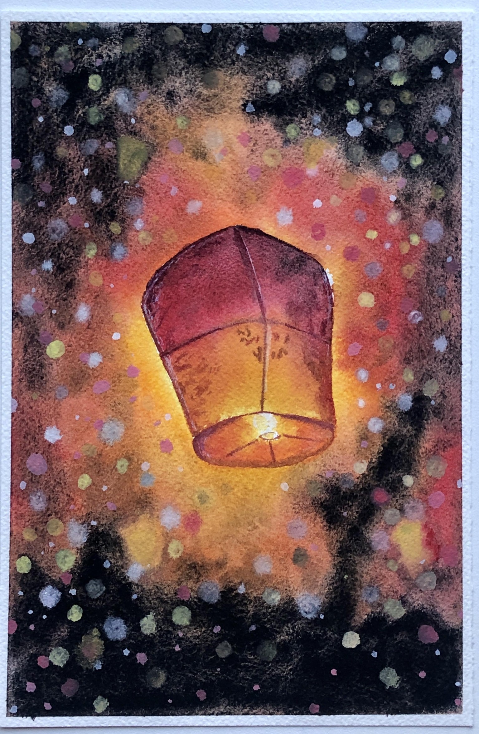 Festive Lantern with watercolors - image 1 - student project