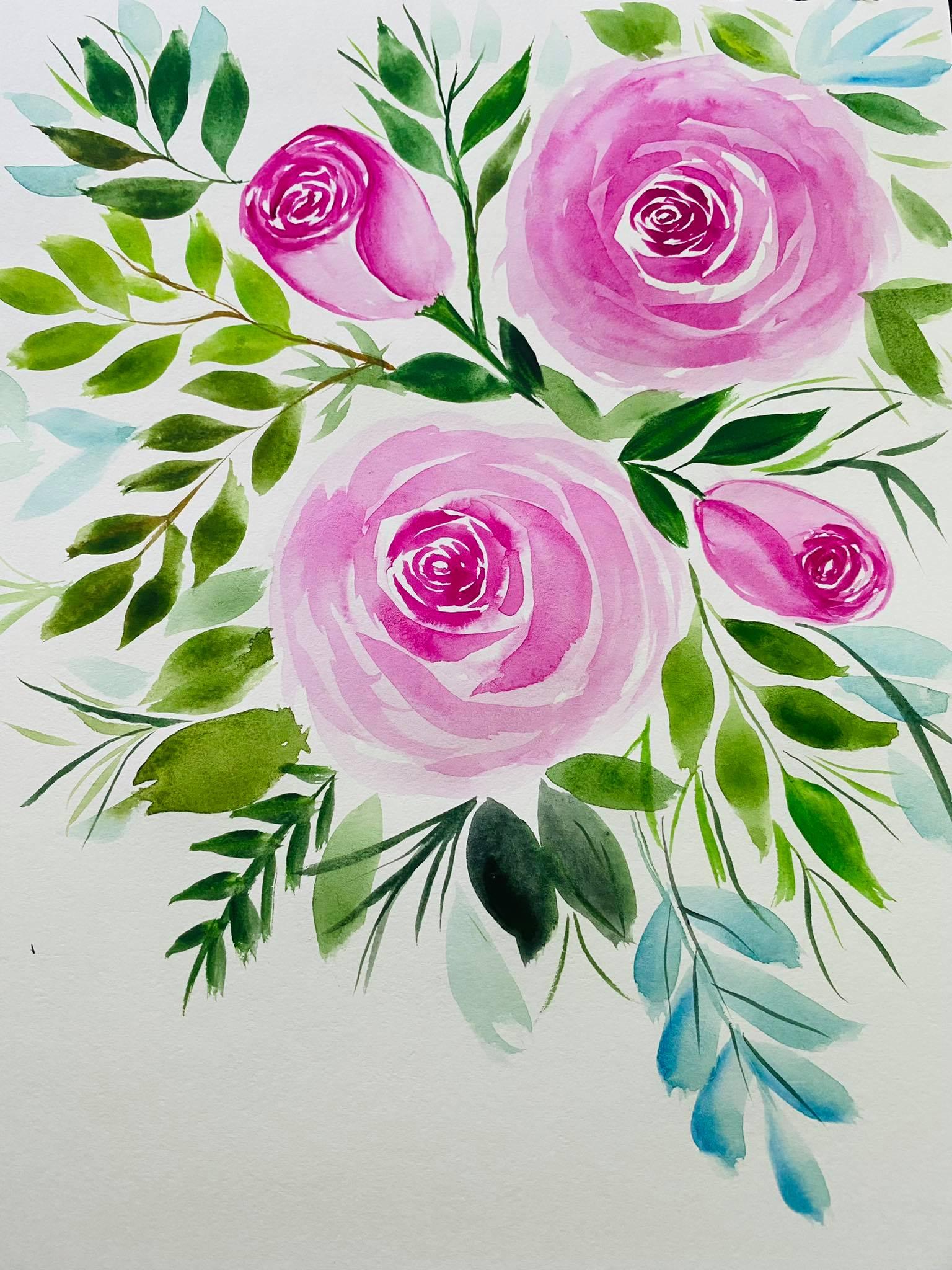 The Ultimate Guide to Painting Loose Watercolour Roses - image 6 - student project