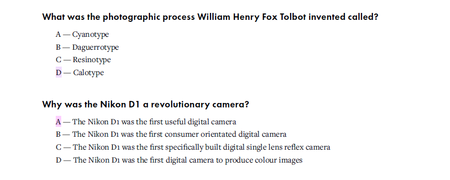 A Brief History of Photography - Questionnaire answers - image 4 - student project