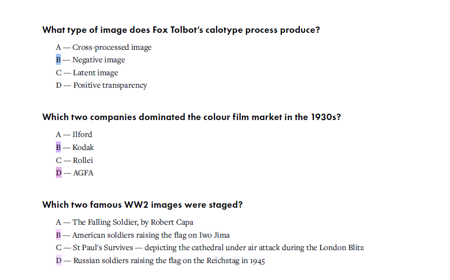 A Brief History of Photography - Questionnaire answers - image 5 - student project
