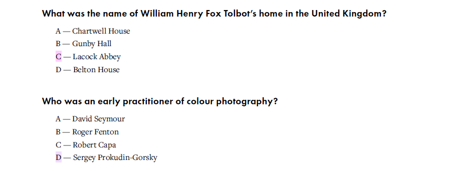A Brief History of Photography - Questionnaire answers - image 2 - student project