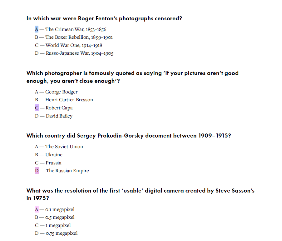 A Brief History of Photography - Questionnaire answers - image 3 - student project