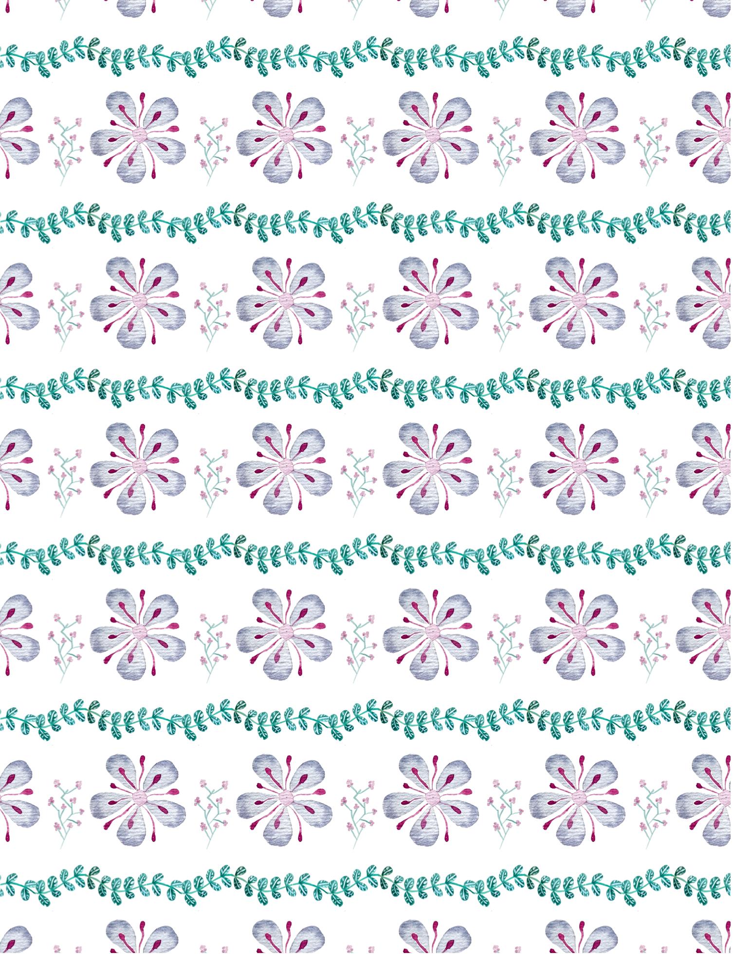 Patrón de tulipanes rosa y violetas en acuarela - image 3 - student project