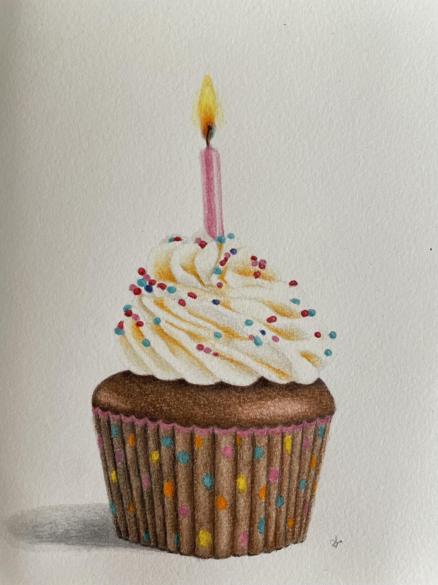 Cupcake drawing with watercolour pencils - image 1 - student project