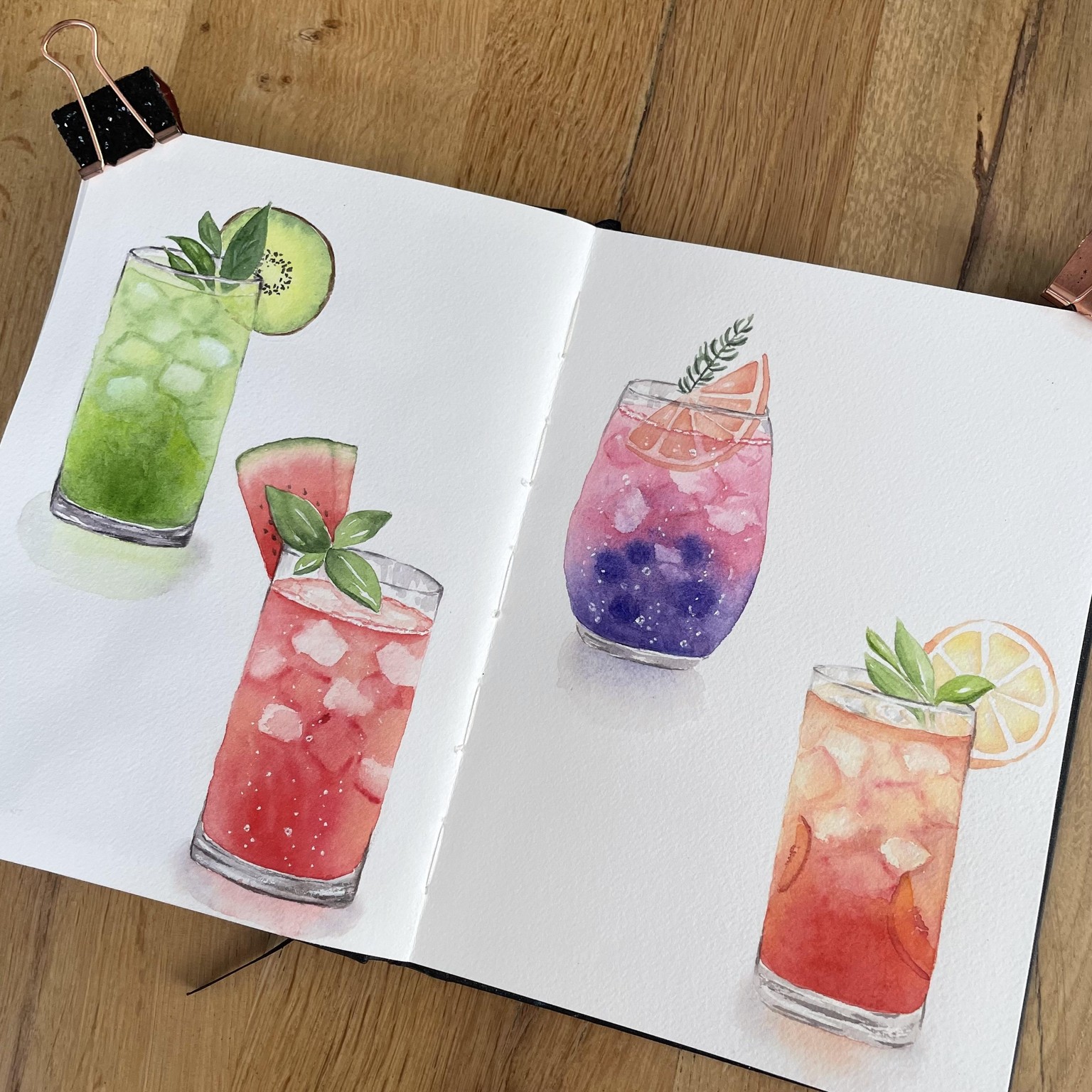 Fruity iced drinks in watercolours - image 1 - student project