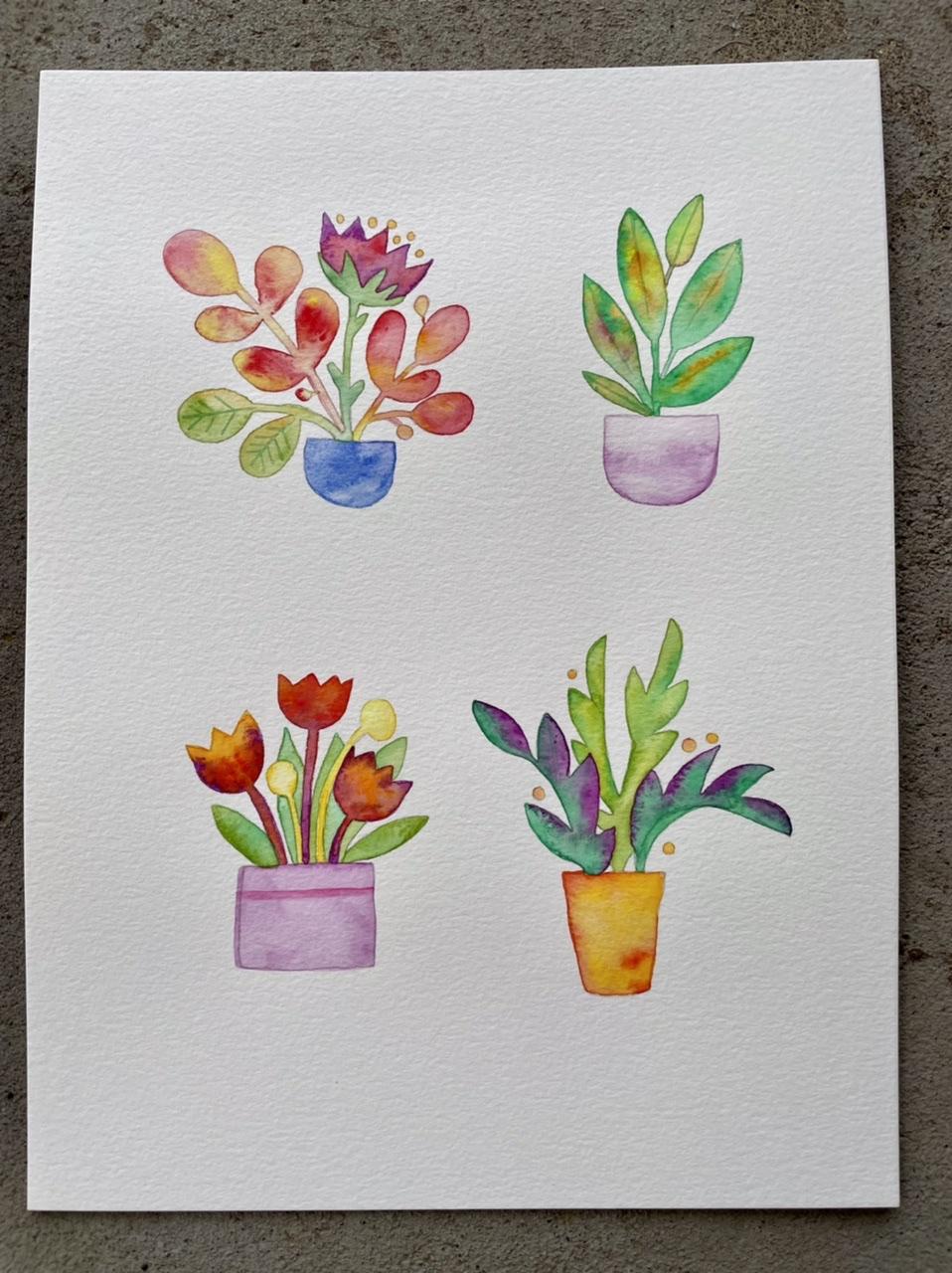 Watercolor flowers and beetles - image 1 - student project