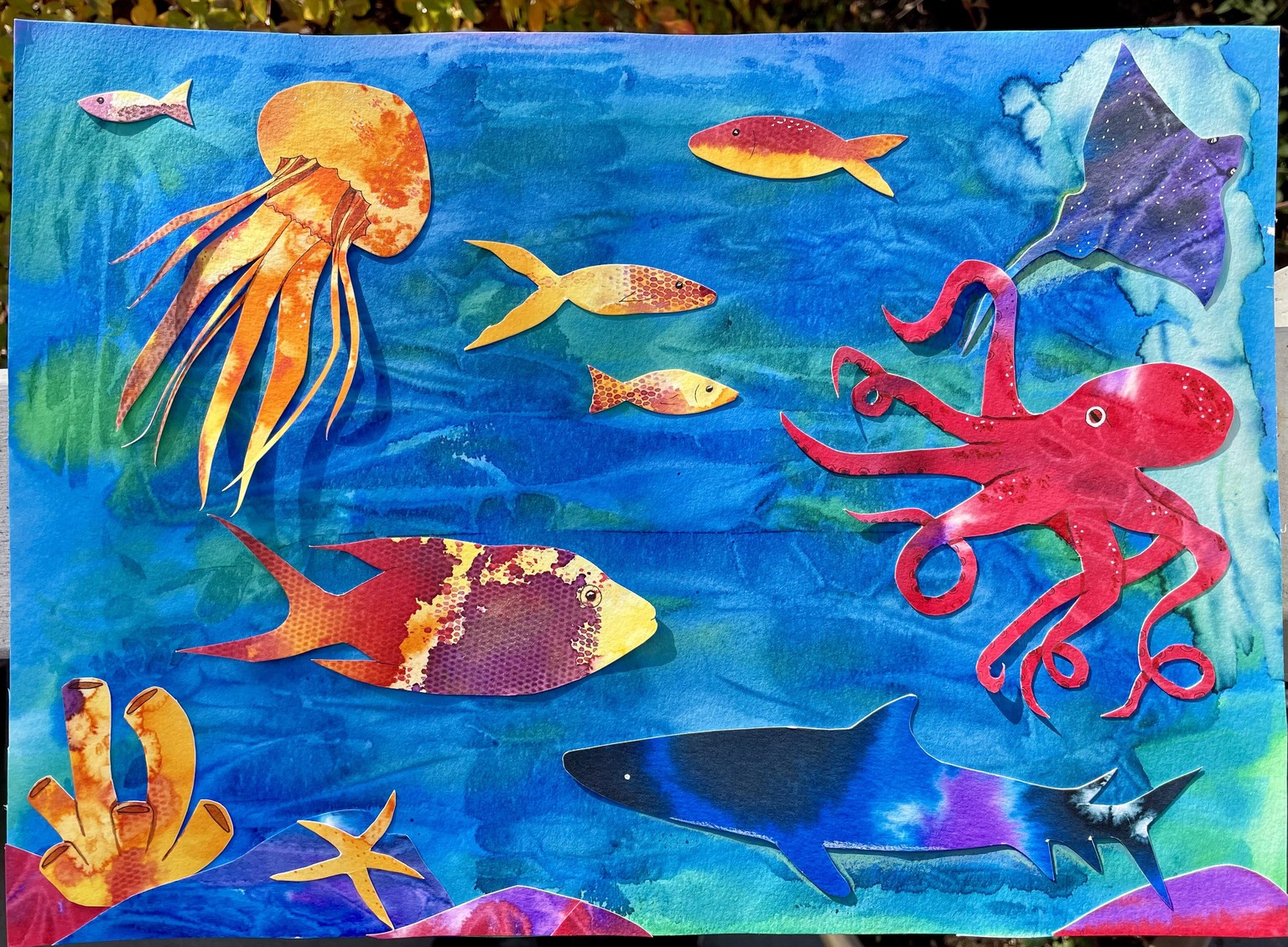 Watercolor Mixed Media Collage Sea Creatures - image 1 - student project