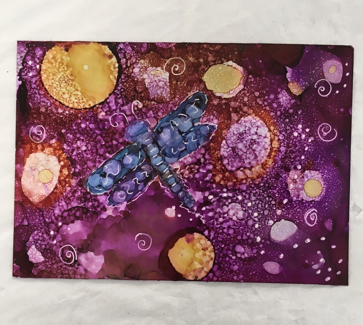 Dragonfly in alcohol ink - image 1 - student project