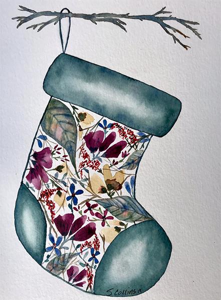 Watercolor Christmas Stocking - image 1 - student project