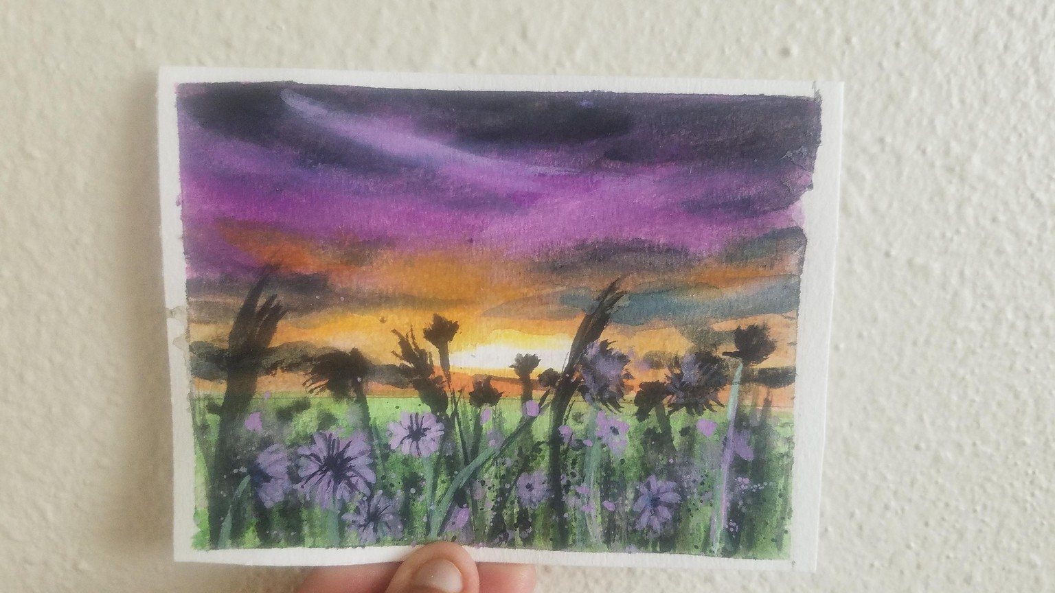 Watercolor Sunset Floral Field Landscapes-the Realistic Magic - image 1 - student project