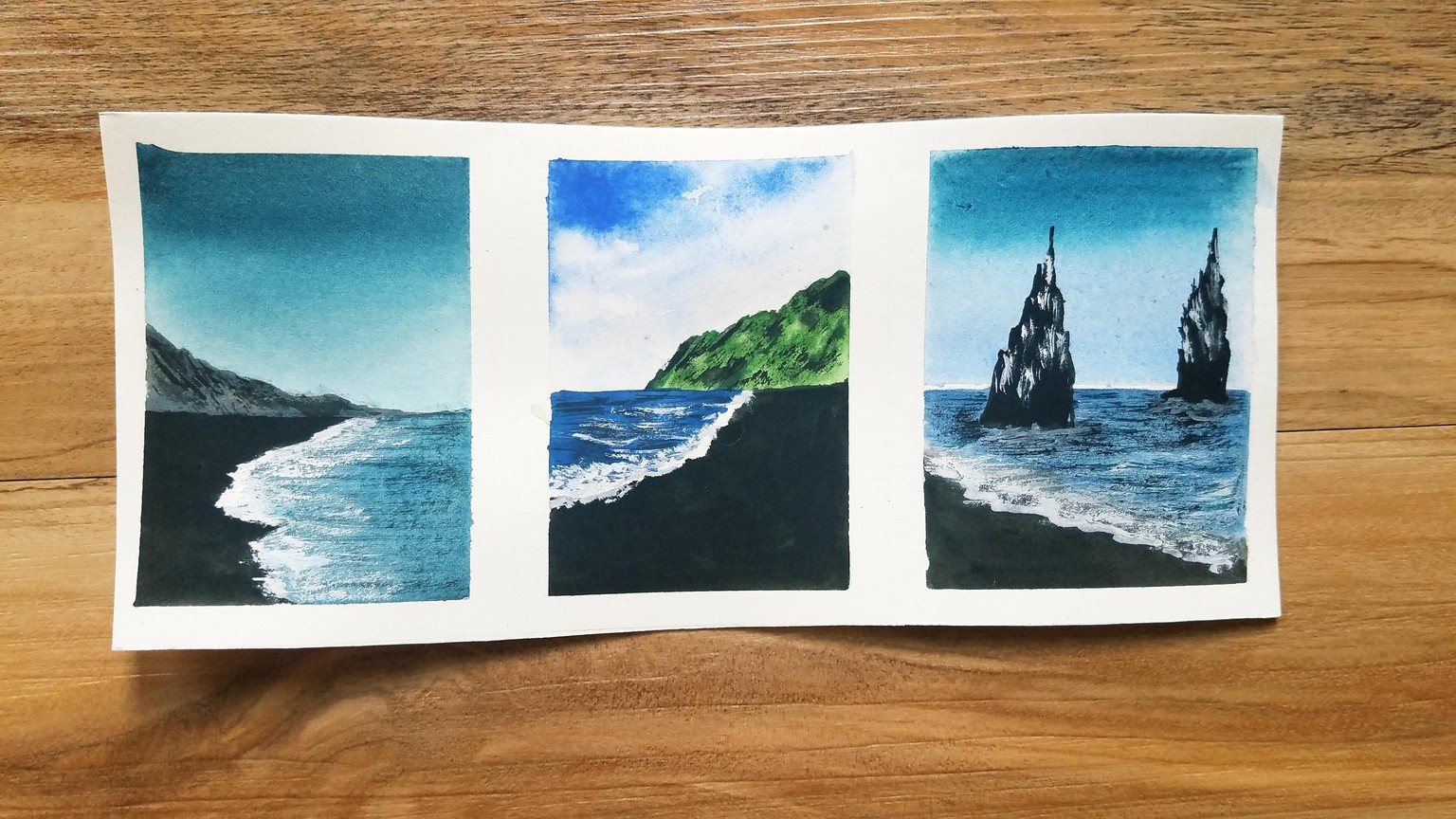Black Sand Beachscapes Using Watercolor - image 1 - student project
