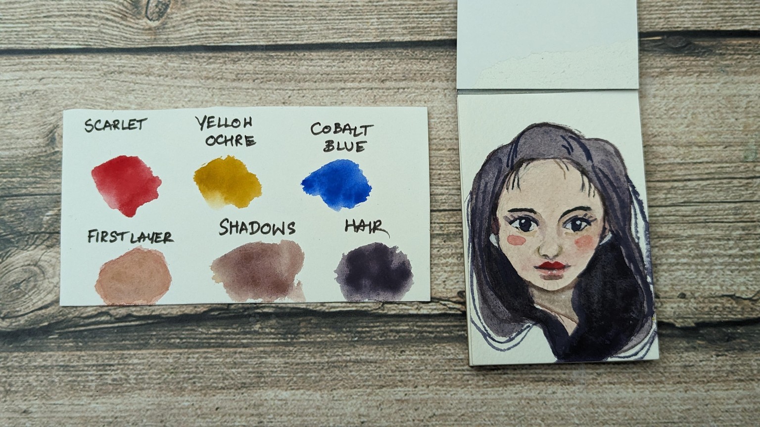 Watercolor Stylized Portrait - How to Mix Skin Tones Using 3 Colors - image 3 - student project