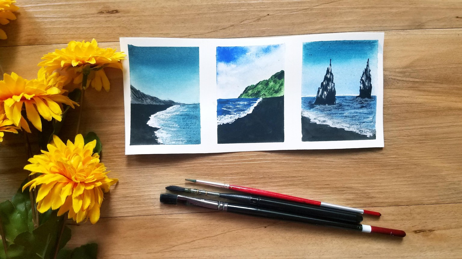Black Sand Beachscapes Using Watercolor - image 2 - student project