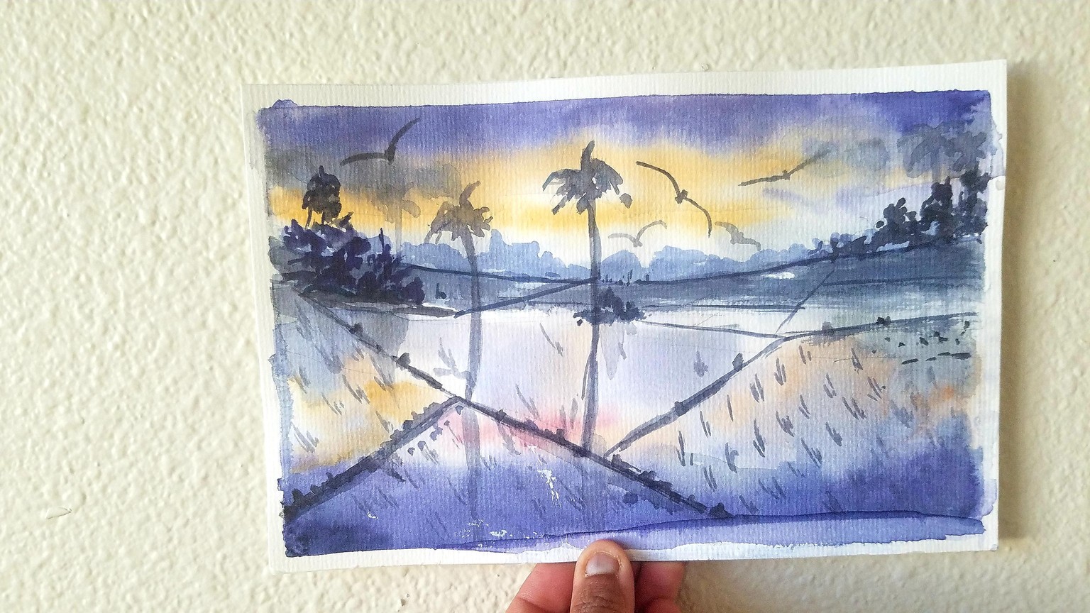 Watercolor Landscapes | learn to paint paddy fields in watercolor - image 3 - student project