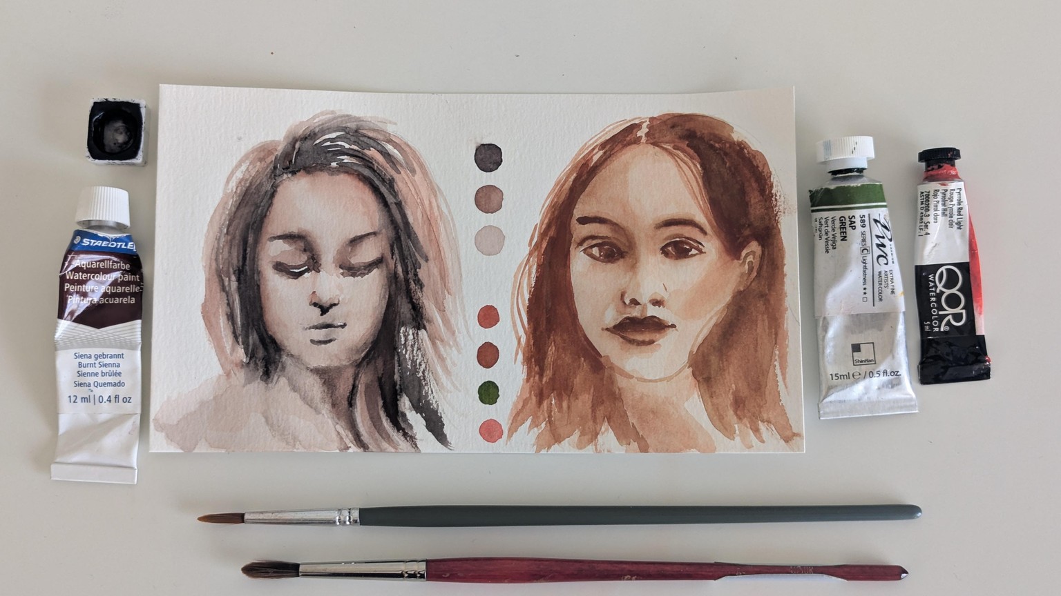 Watercolor Challenge: 7 Days of Mixing Skin Tones and Painting Loose Portraits - image 1 - student project