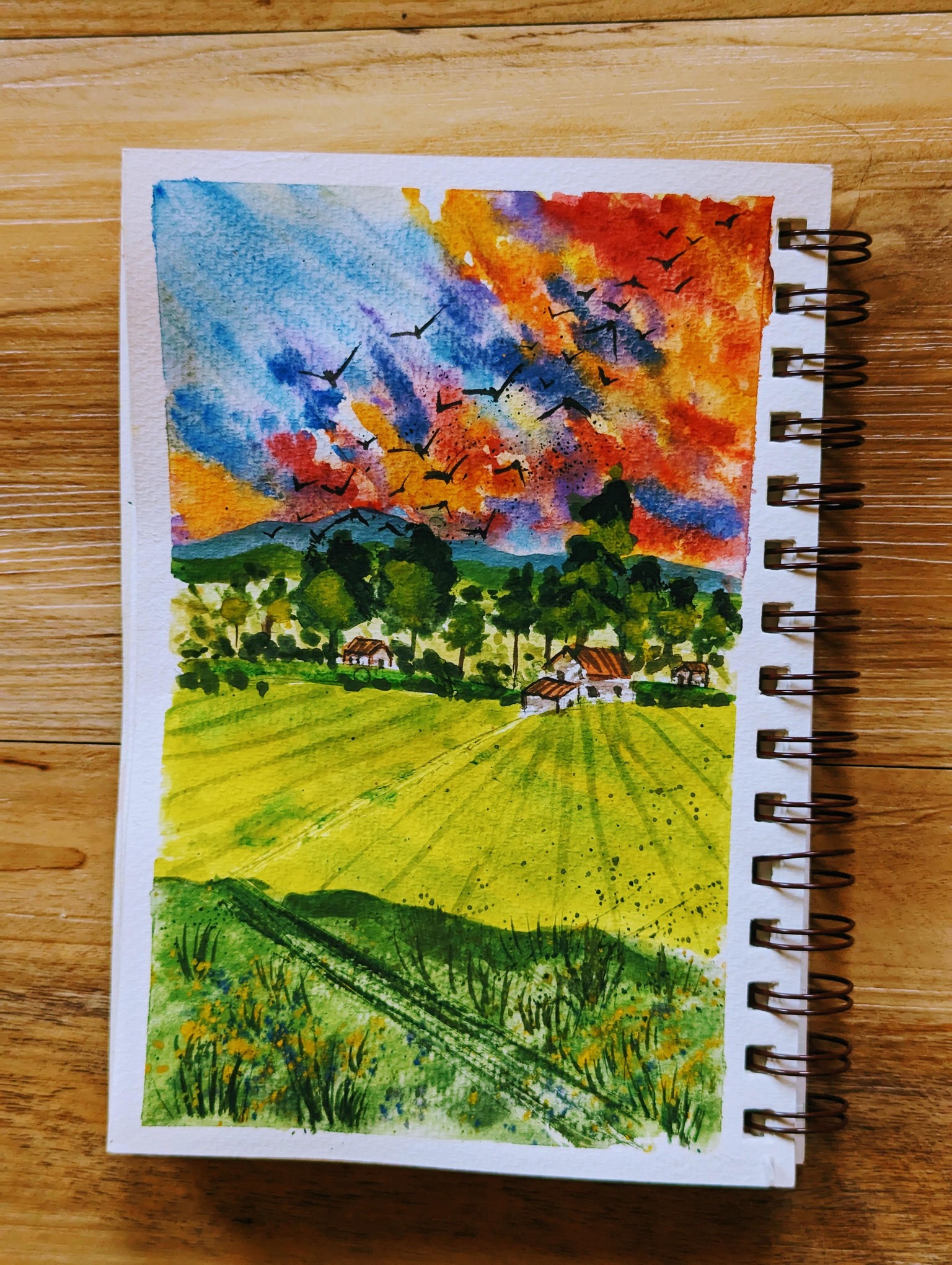 Painting Sunset Sky and Cotton Candy Clouds using Watercolors - image 1 - student project