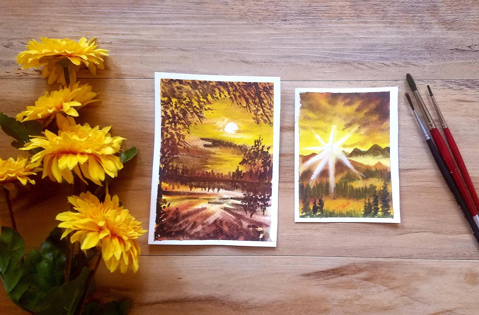 Evocative Golden Hour Landscape: Watercolor Basics on Color Theory & Mixing Eart - image 1 - student project