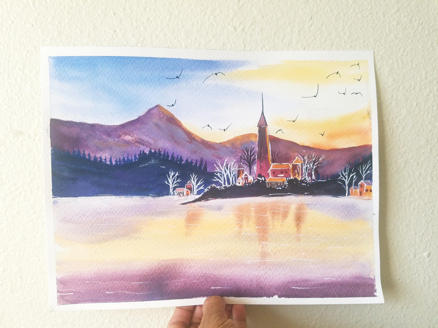 Watercolor Landscape Painting On large Paper for Beginners - image 1 - student project