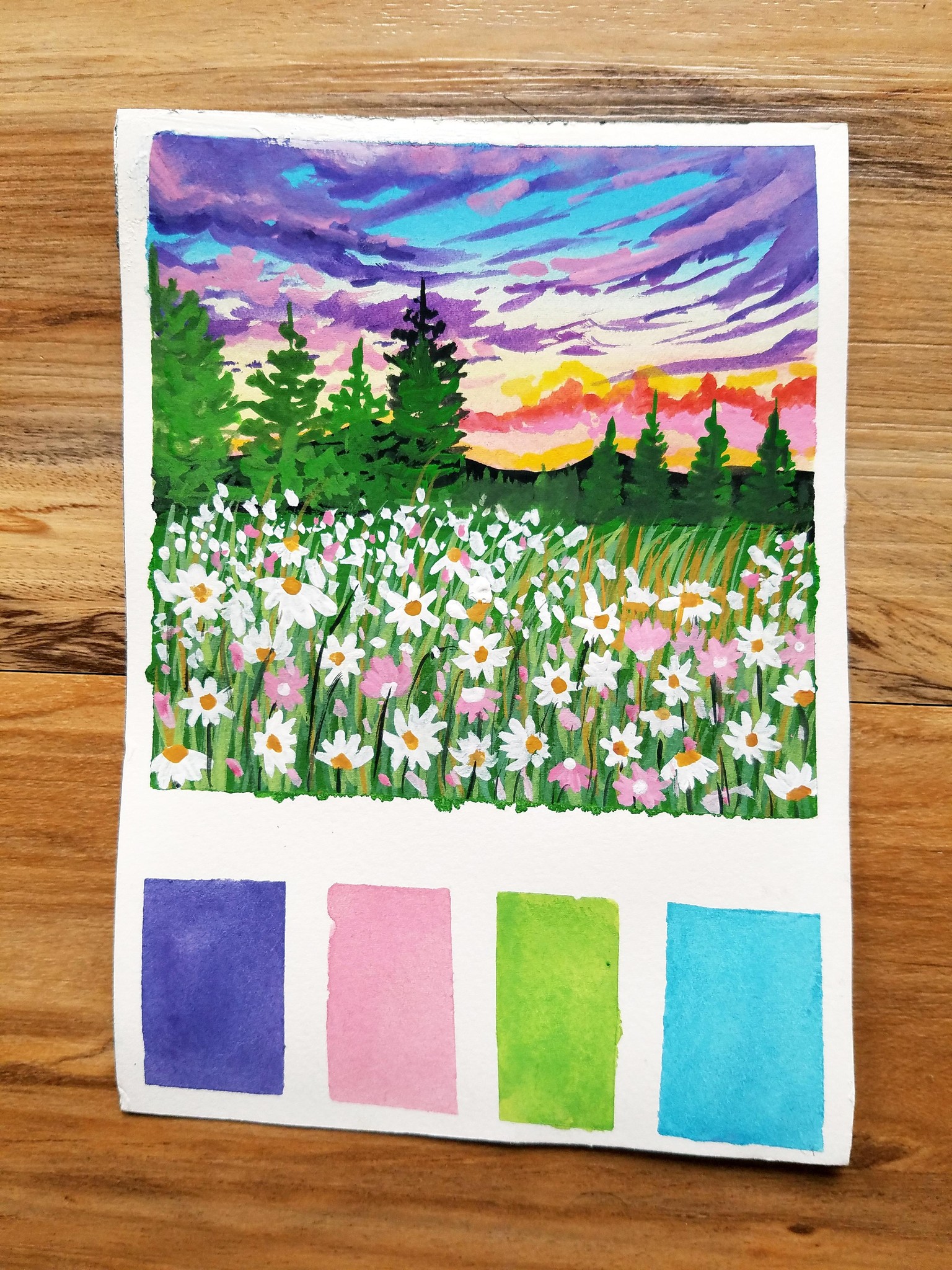 Learn to Paint Expressive Daisy Field with Gouache - image 1 - student project