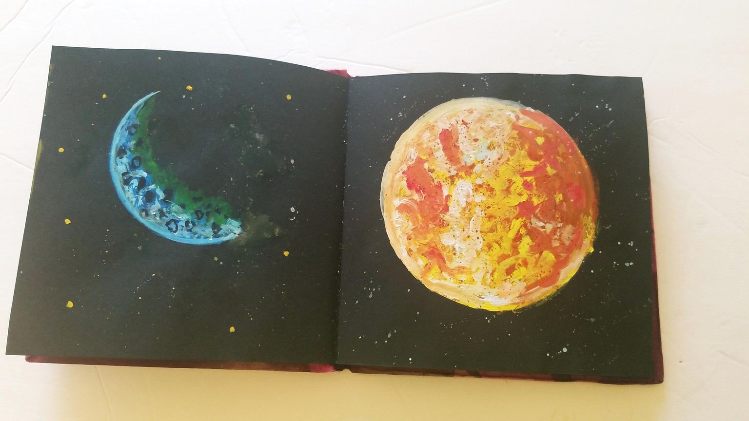 Cosmos : Moon, Sun & Eclipse - Easy Abstract Gouache Illustrations - image 2 - student project