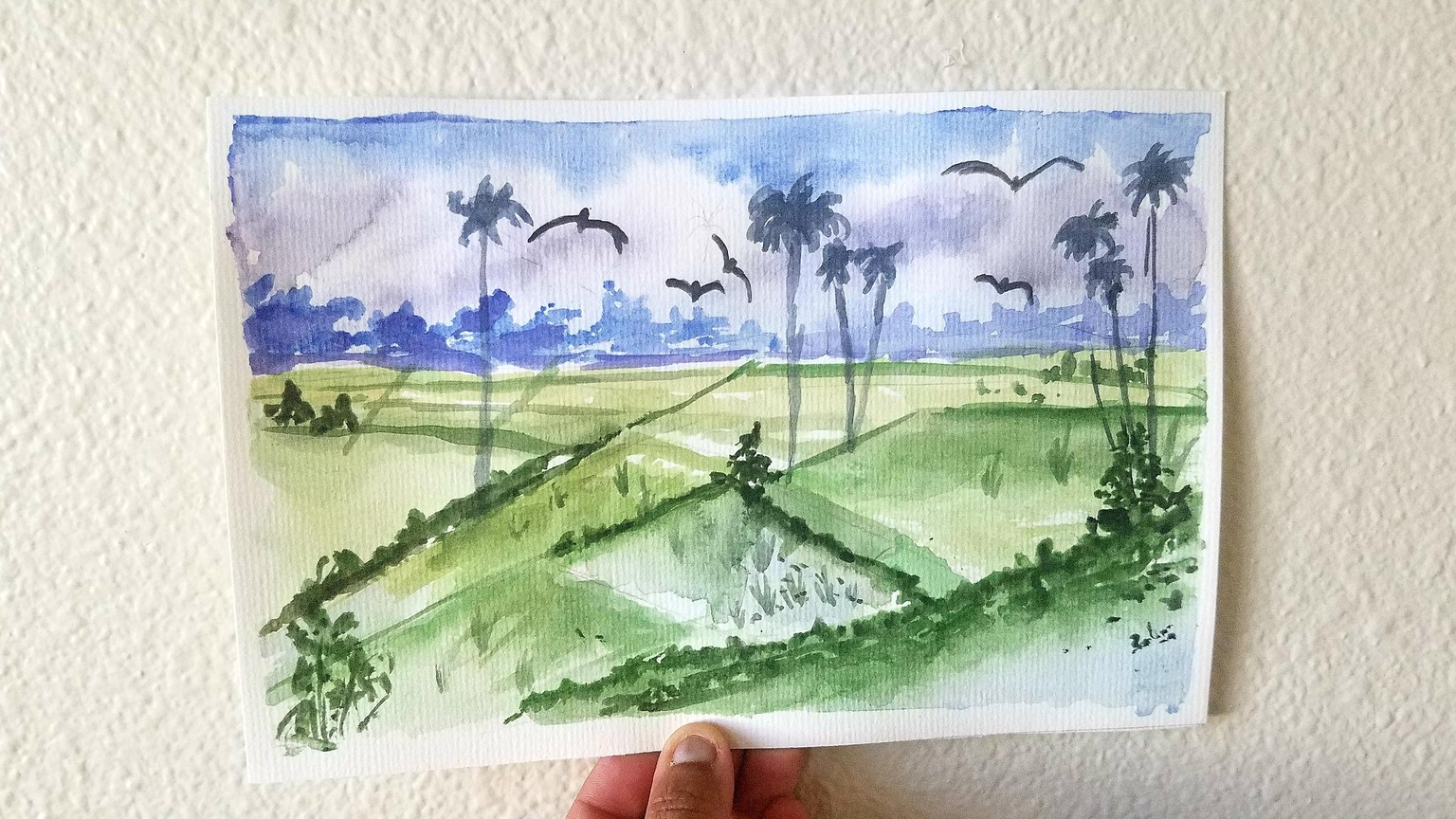 Watercolor Landscapes | learn to paint paddy fields in watercolor - image 2 - student project