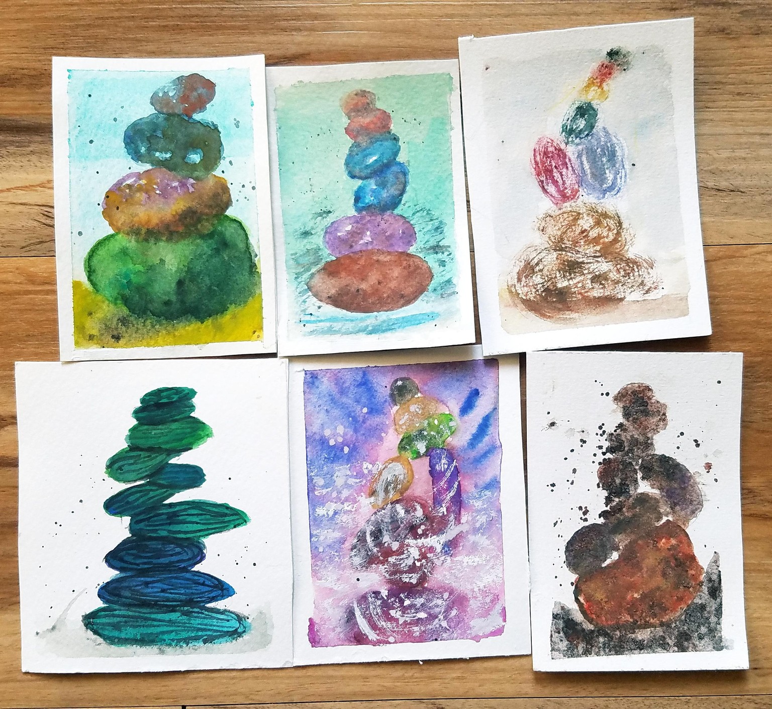 Pebbles in 6 different techniques - A sea shore story in Water colors - image 2 - student project