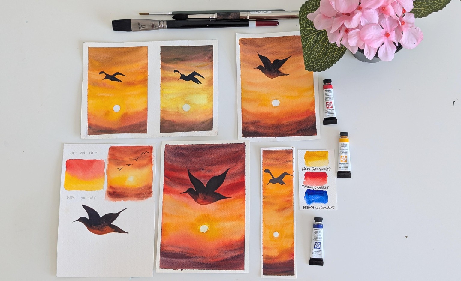Serene Watercolor Sunset - image 1 - student project
