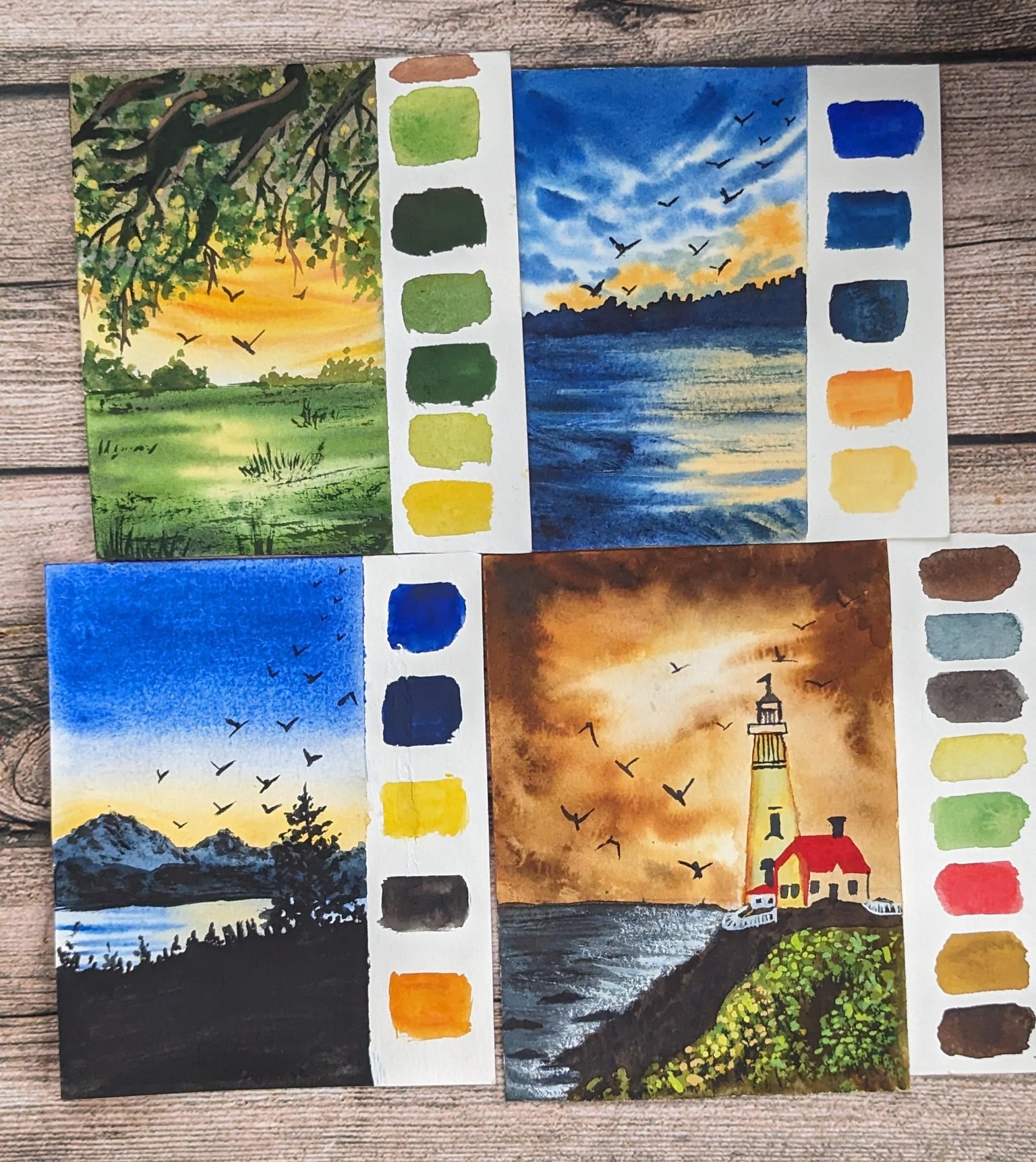 Dancing Skies: Exploring the Beauty of Sunrise and Sunset in Watercolor - image 1 - student project