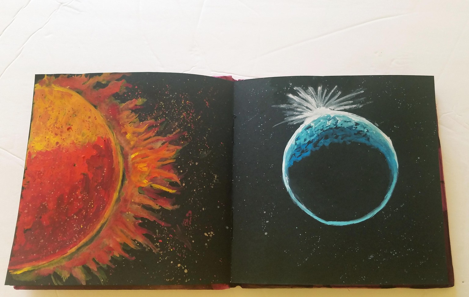 Cosmos : Moon, Sun & Eclipse - Easy Abstract Gouache Illustrations - image 3 - student project