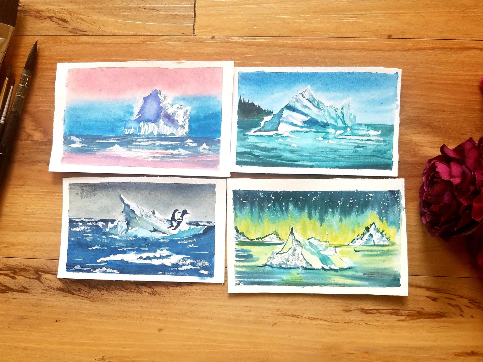 Learn to Paint 4 Iceberg Landscapes Using Watercolors - image 2 - student project