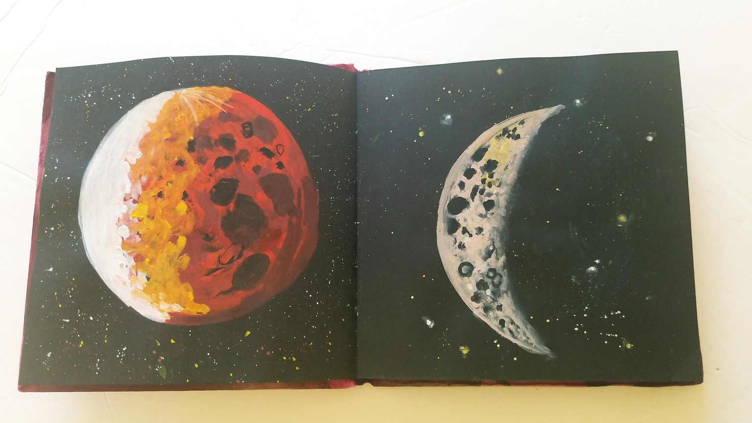Cosmos : Moon, Sun & Eclipse - Easy Abstract Gouache Illustrations - image 1 - student project