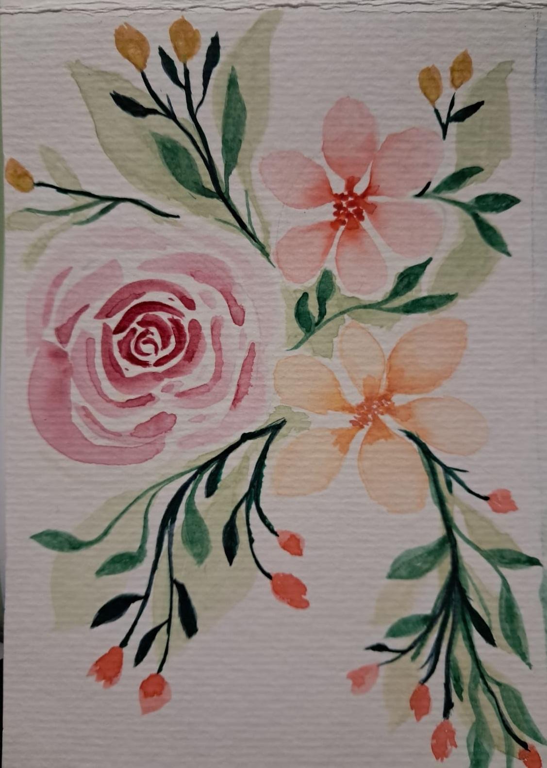 Small study with watercolor and flowers - image 4 - student project