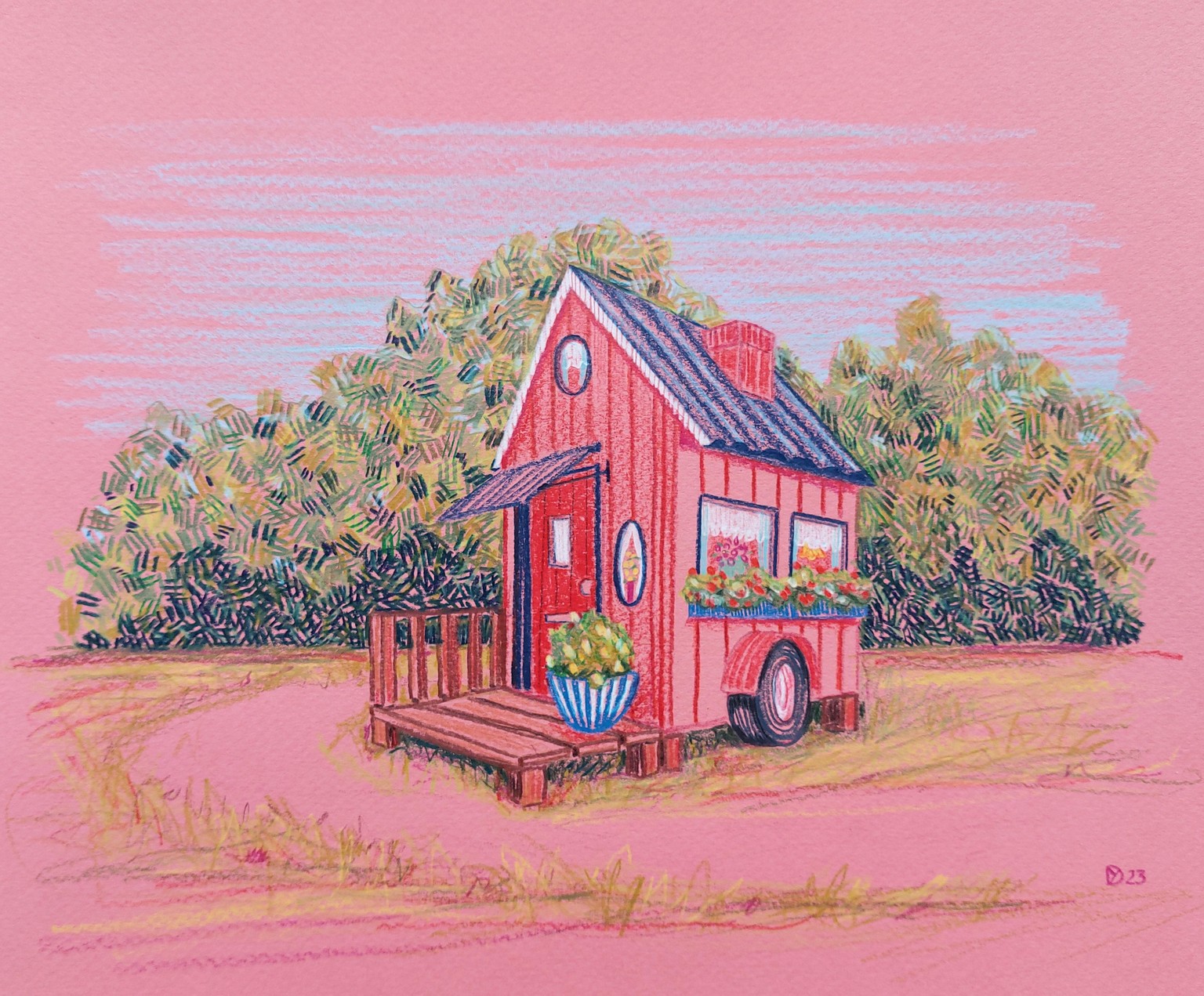 2 pt. perspective tiny house drawing with Emily Armstrong - image 2 - student project